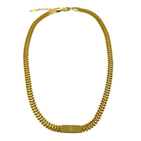 necklace steel gold 18k with little strass2